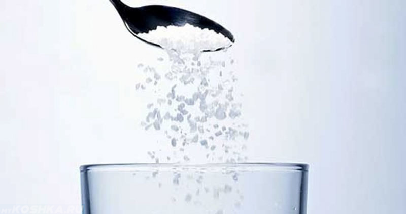 Смешиваем воду с солью для рвоты у кошки