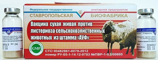 Сухая вакцина из штамма АУФ против листериоза у кроликов и других животных